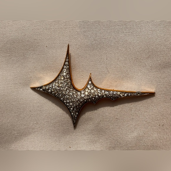 Vintage Jomaz Pavé Rhinestone lightning bolt Supernova Starburst Brooch Pin - Picture 10 of 10